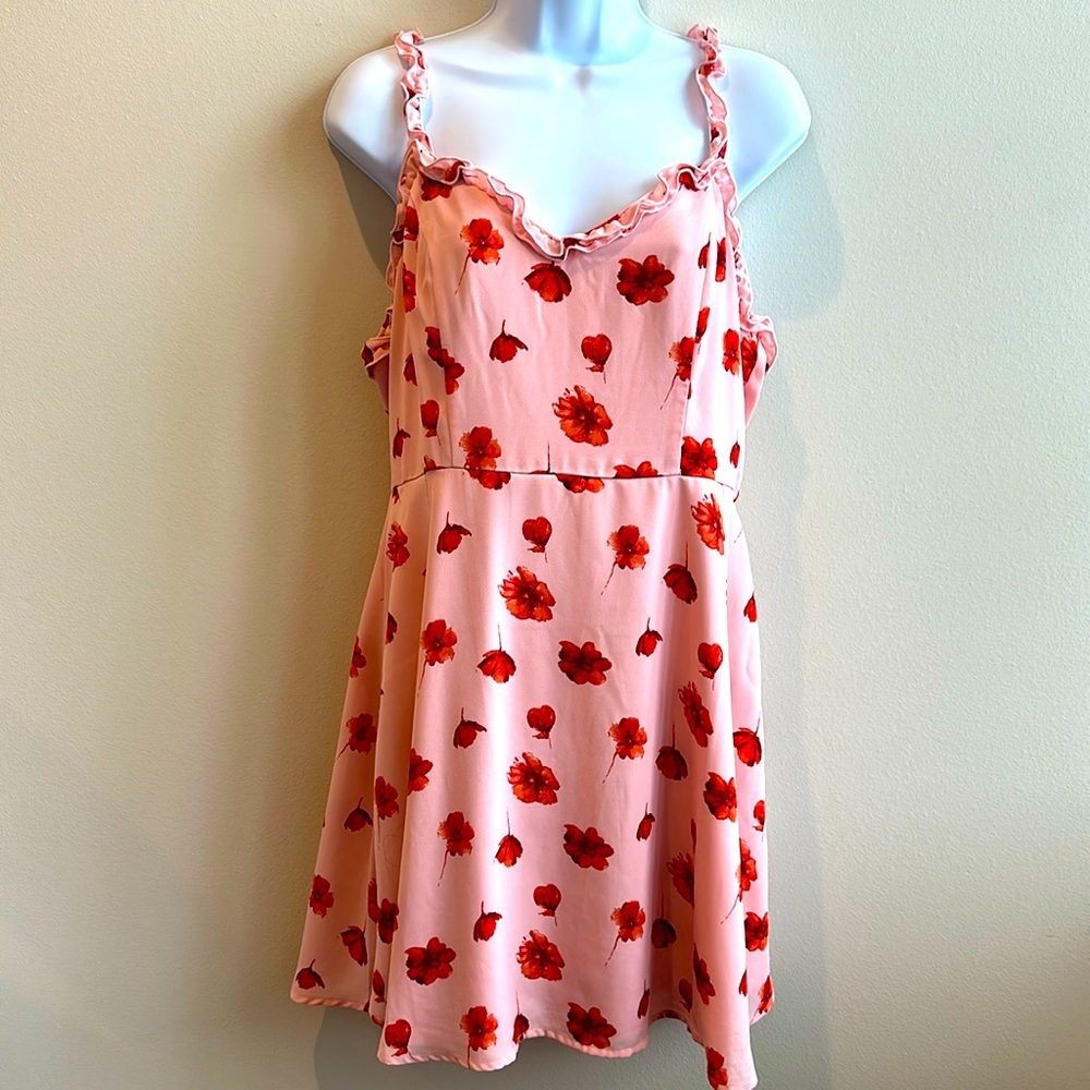 Altar’d state pink floral dress- large